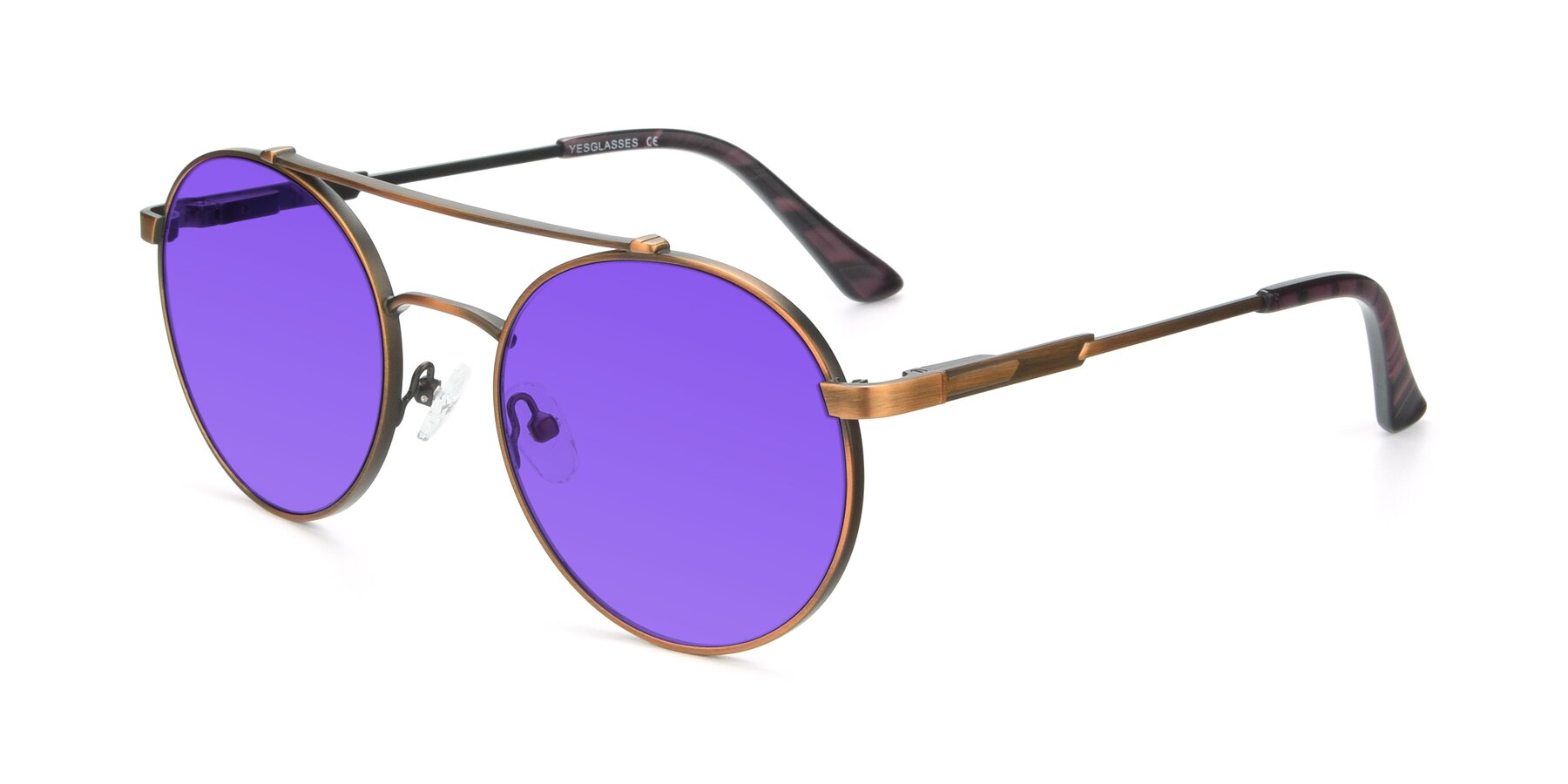 Angle of 9490 in Antique Bronze with Purple Tinted Lenses