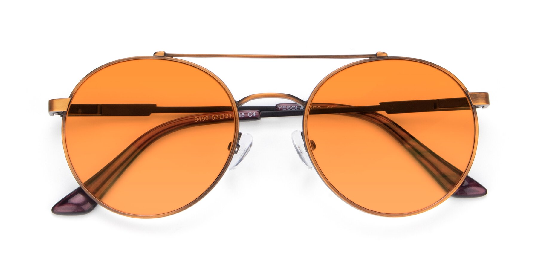 Folded Front of 9490 in Antique Bronze with Orange Tinted Lenses