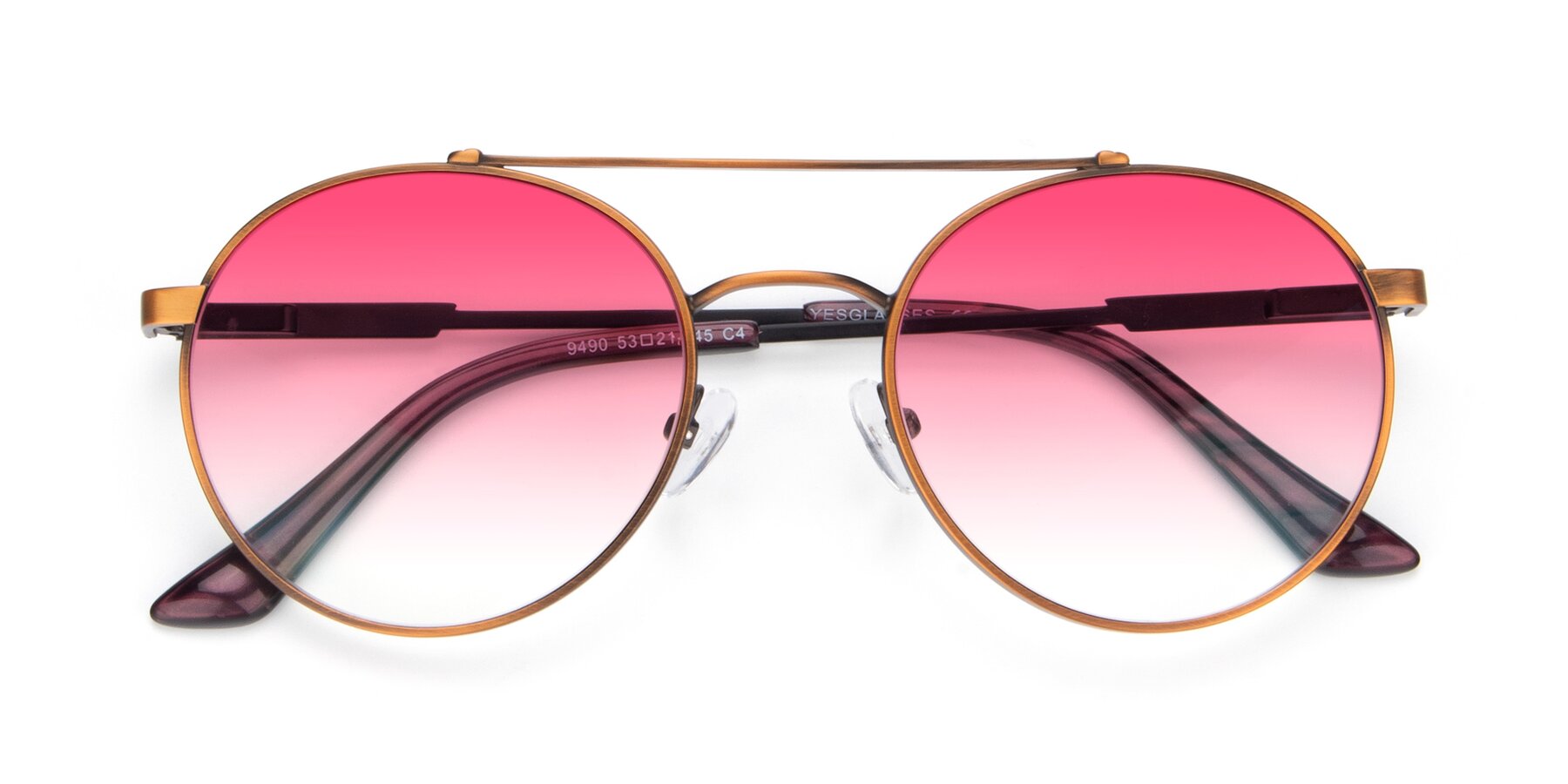 Folded Front of 9490 in Antique Bronze with Pink Gradient Lenses
