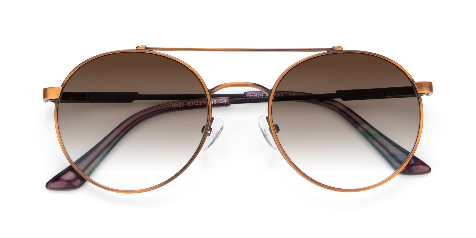 Folded Front of 9490 in Antique Bronze with Brown Gradient Lenses