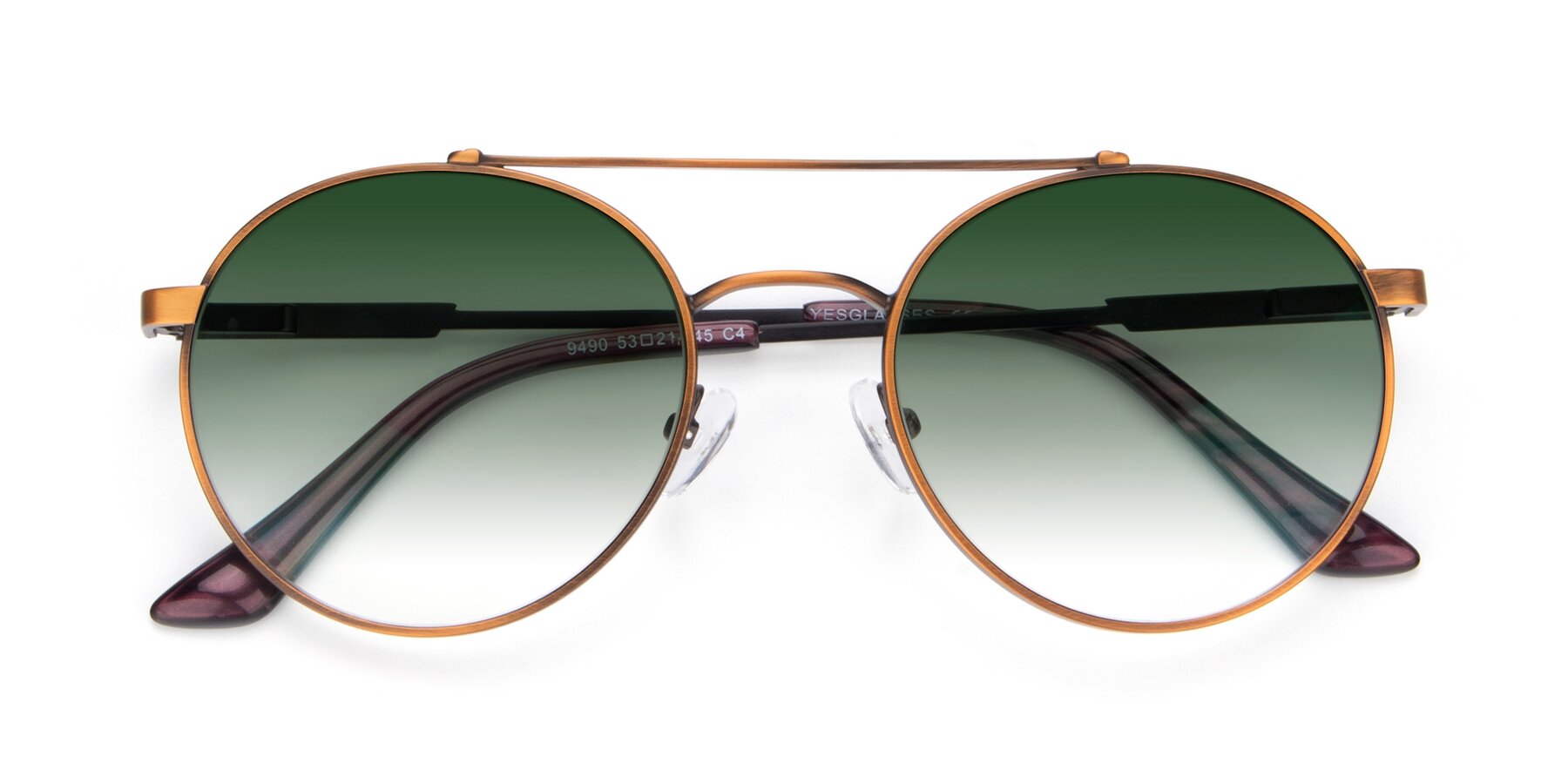View of 9490 in Antique Bronze with Green Gradient Lenses