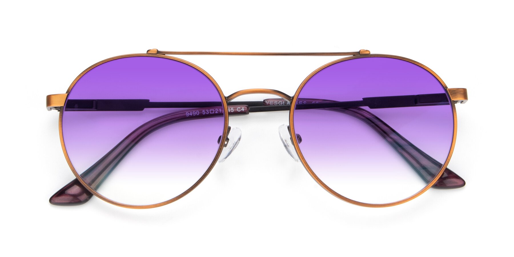 Folded Front of 9490 in Antique Bronze with Purple Gradient Lenses