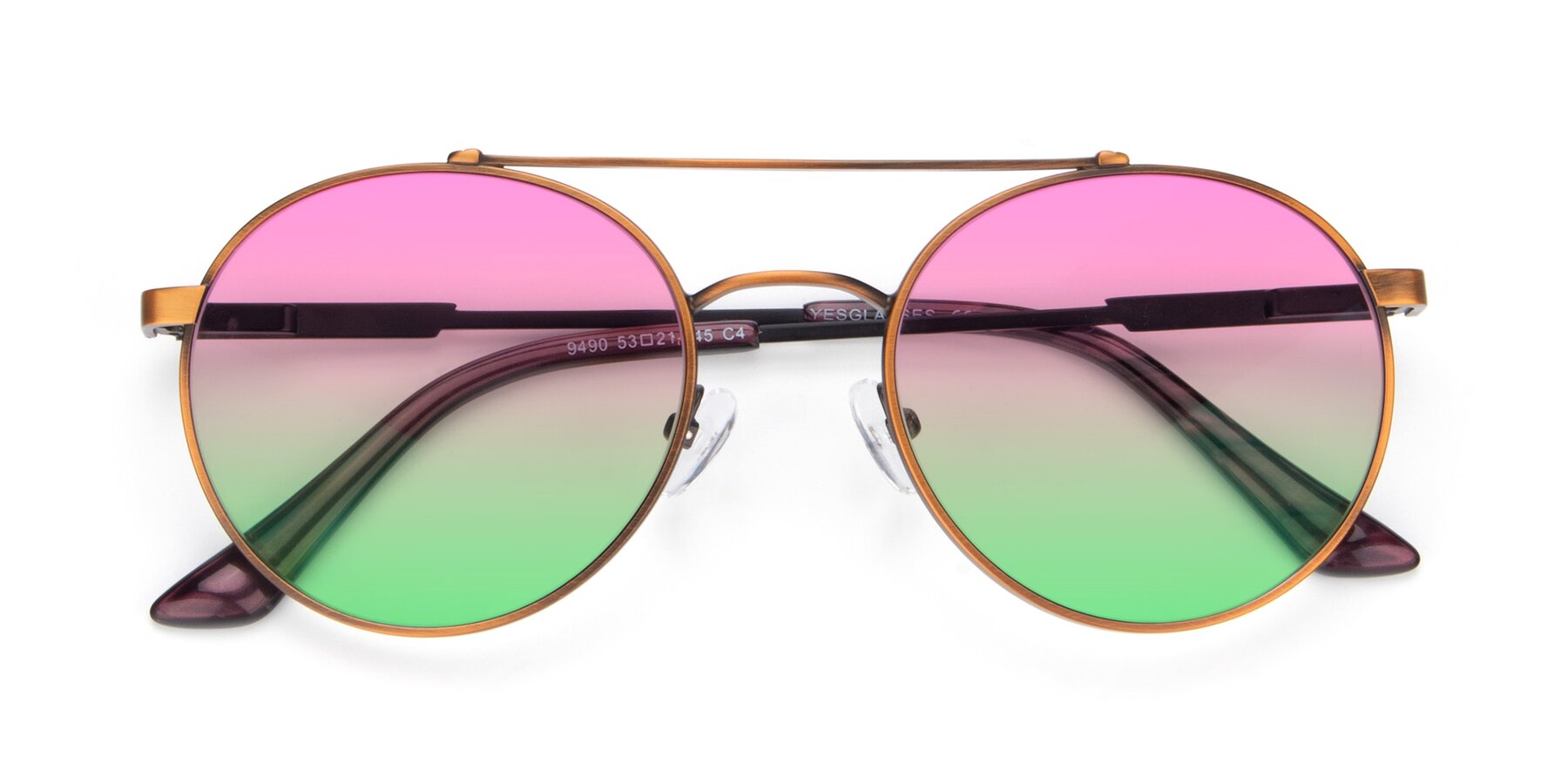 Folded Front of 9490 in Antique Bronze with Pink / Green Gradient Lenses