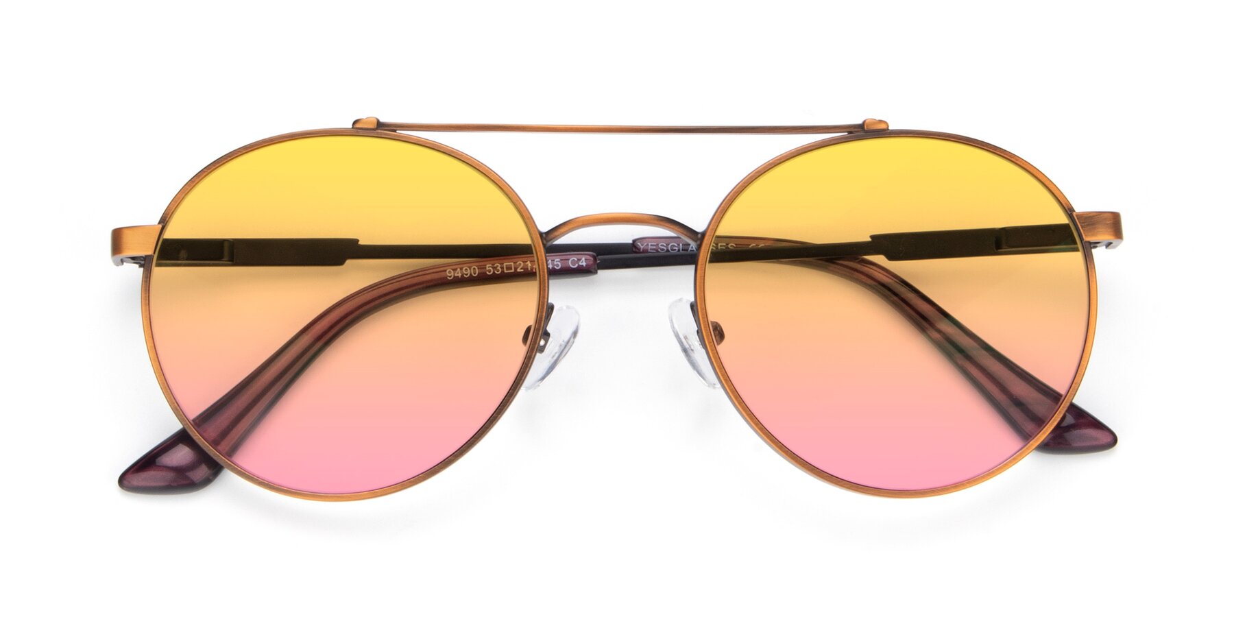 Folded Front of 9490 in Antique Bronze with Yellow / Pink Gradient Lenses
