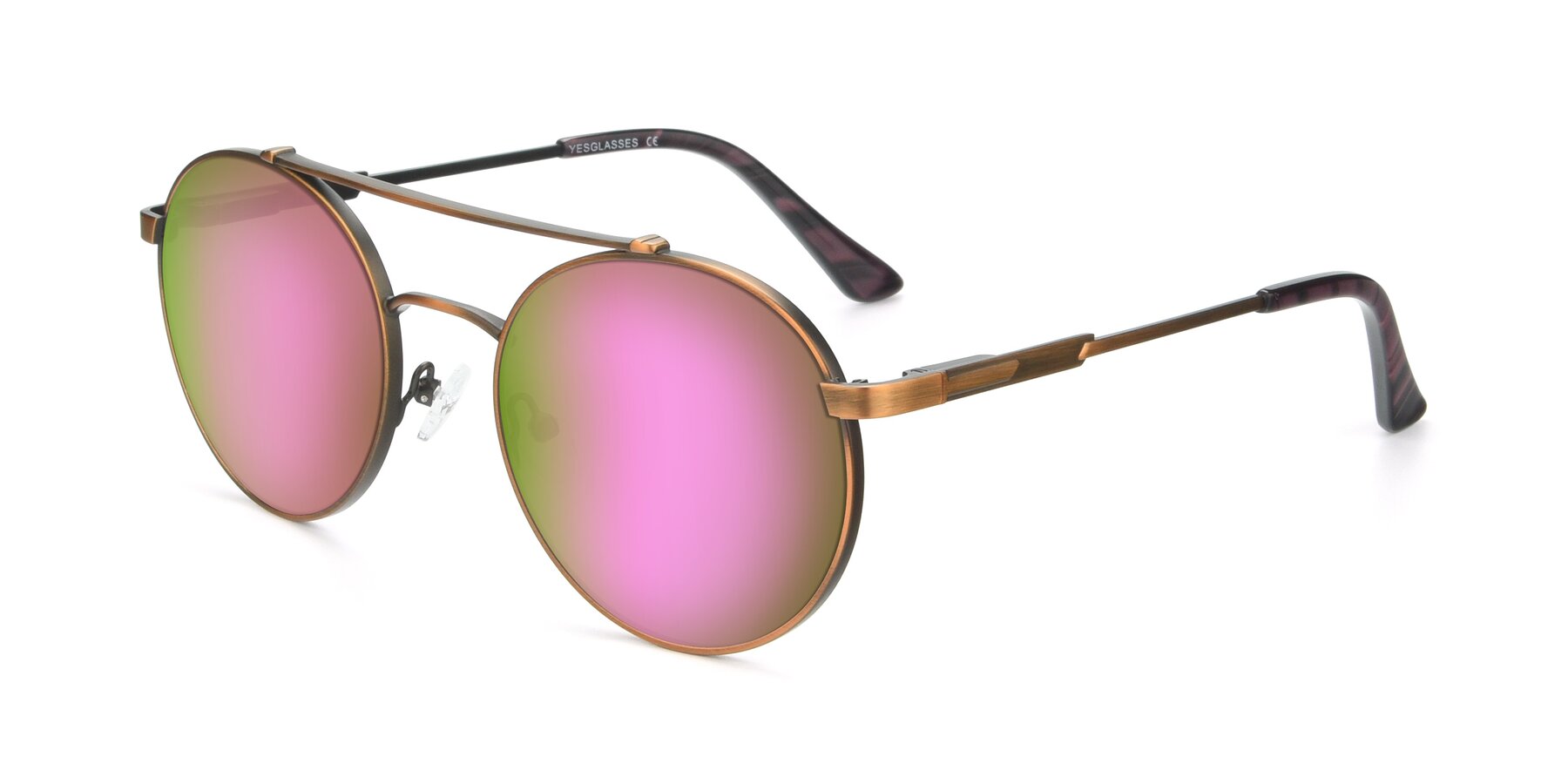 Angle of 9490 in Antique Bronze with Pink Mirrored Lenses