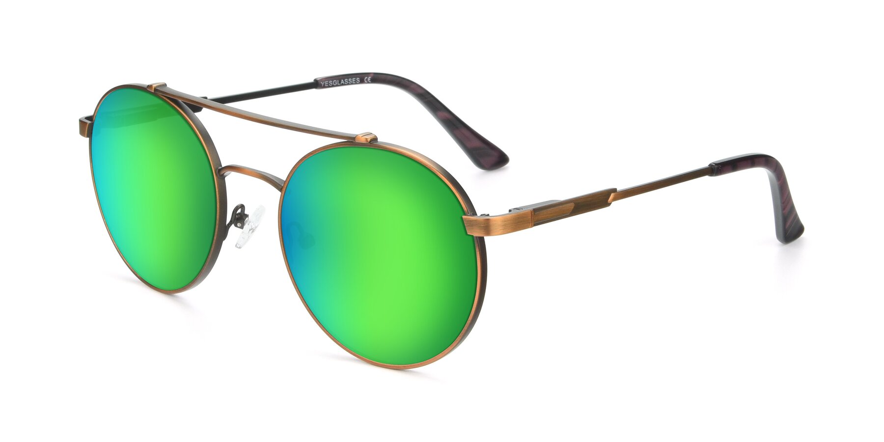 Angle of 9490 in Antique Bronze with Green Mirrored Lenses