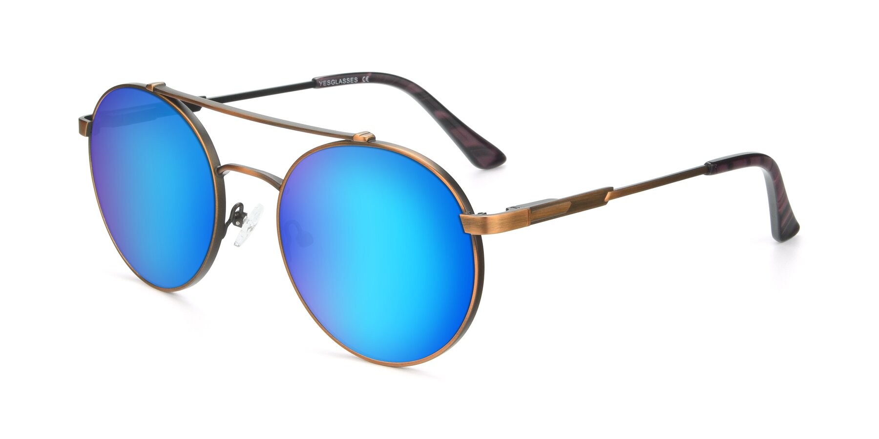 Angle of 9490 in Antique Bronze with Blue Mirrored Lenses