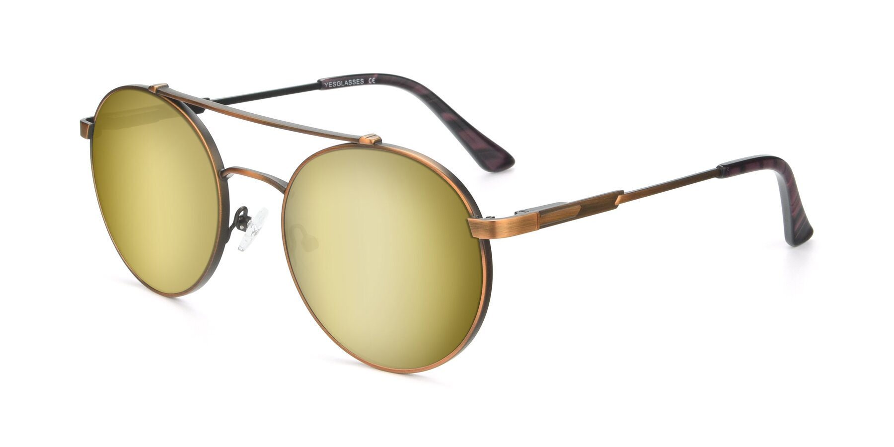 Angle of 9490 in Antique Bronze with Gold Mirrored Lenses