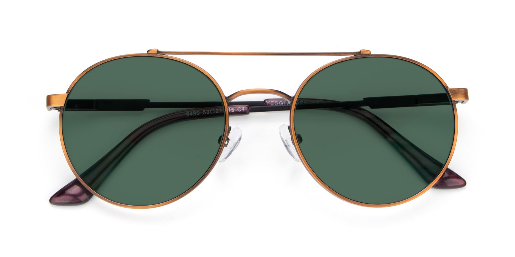 Folded Front of 9490 in Antique Bronze with Green Polarized Lenses