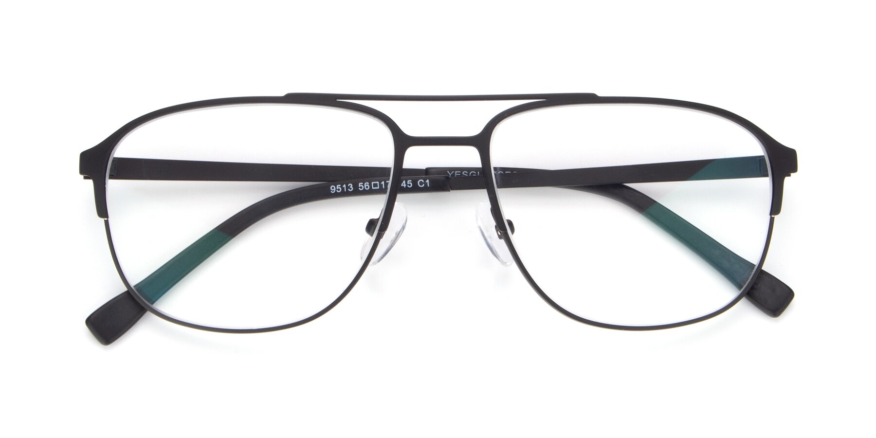 Folded Front of 9513 in Antique Black with Clear Eyeglass Lenses