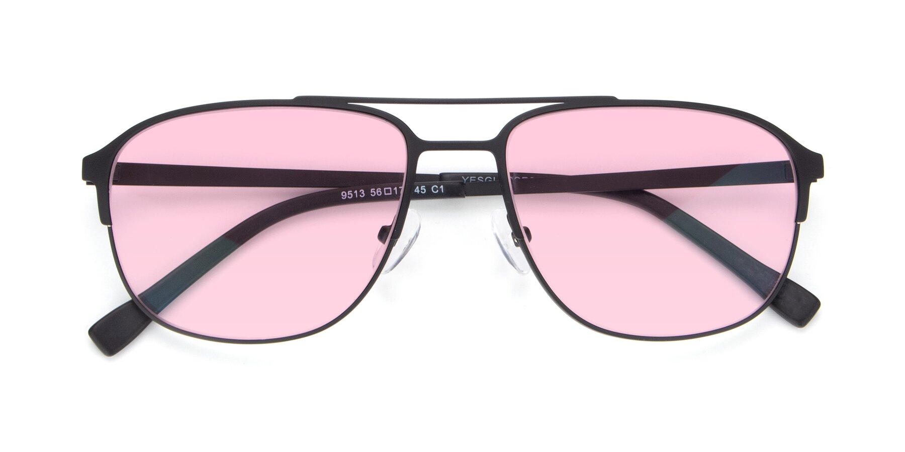 Folded Front of 9513 in Antique Black with Light Pink Tinted Lenses