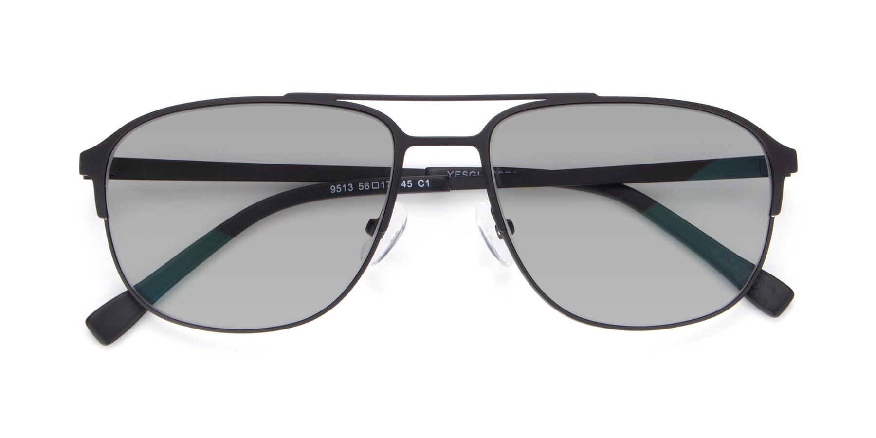 Folded Front of 9513 in Antique Black with Light Gray Tinted Lenses