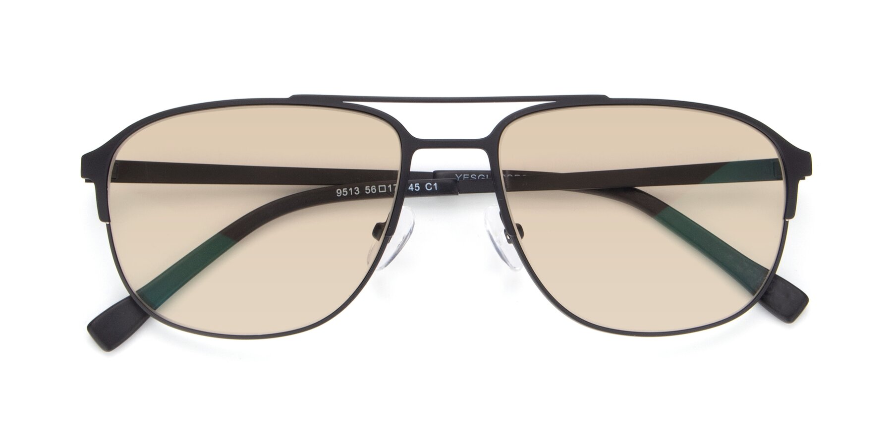 Folded Front of 9513 in Antique Black with Light Brown Tinted Lenses