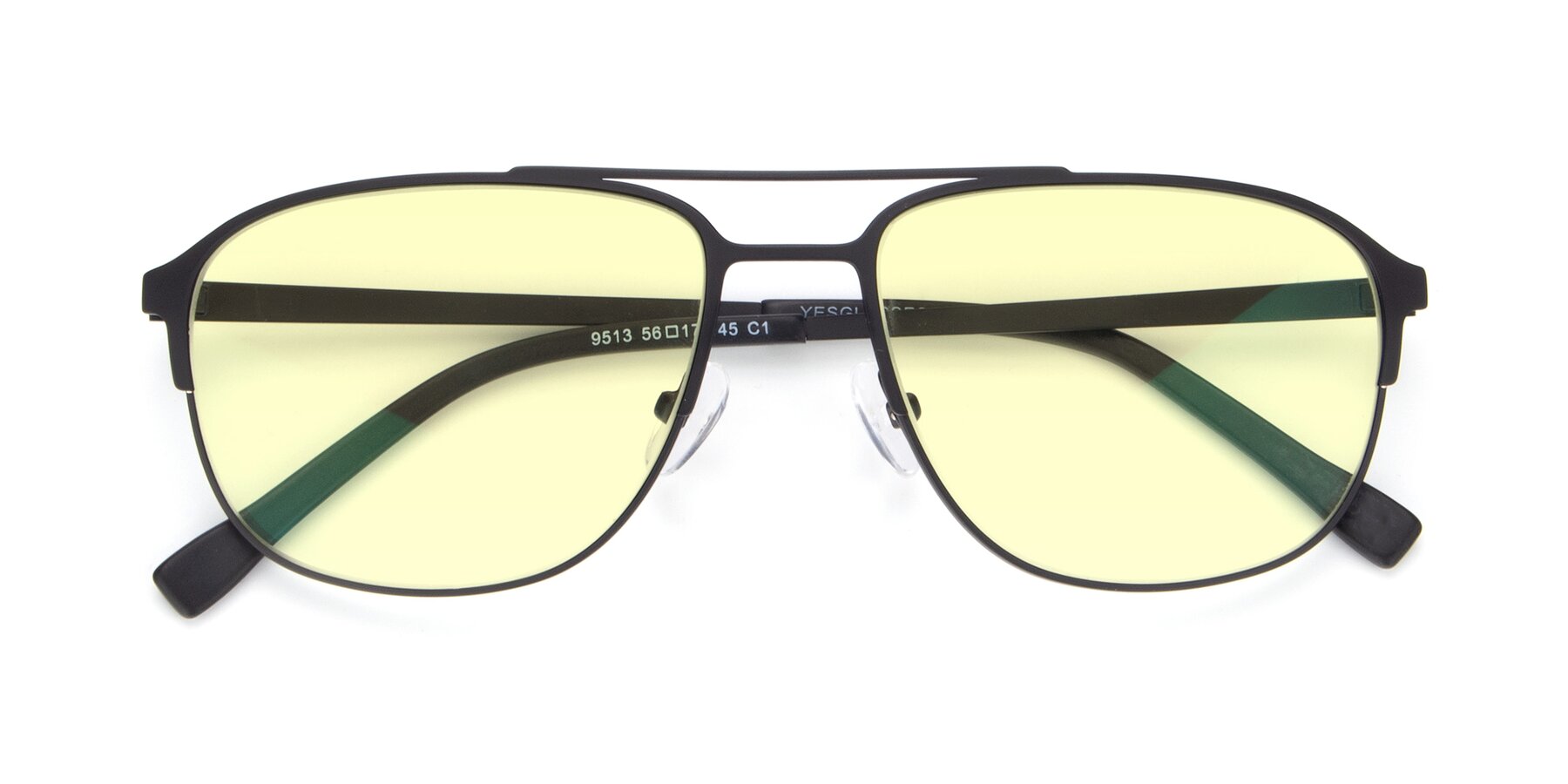 Folded Front of 9513 in Antique Black with Light Yellow Tinted Lenses
