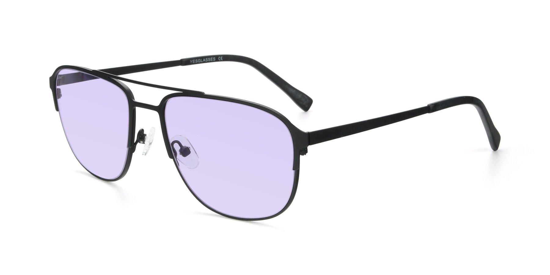Angle of 9513 in Antique Black with Light Purple Tinted Lenses