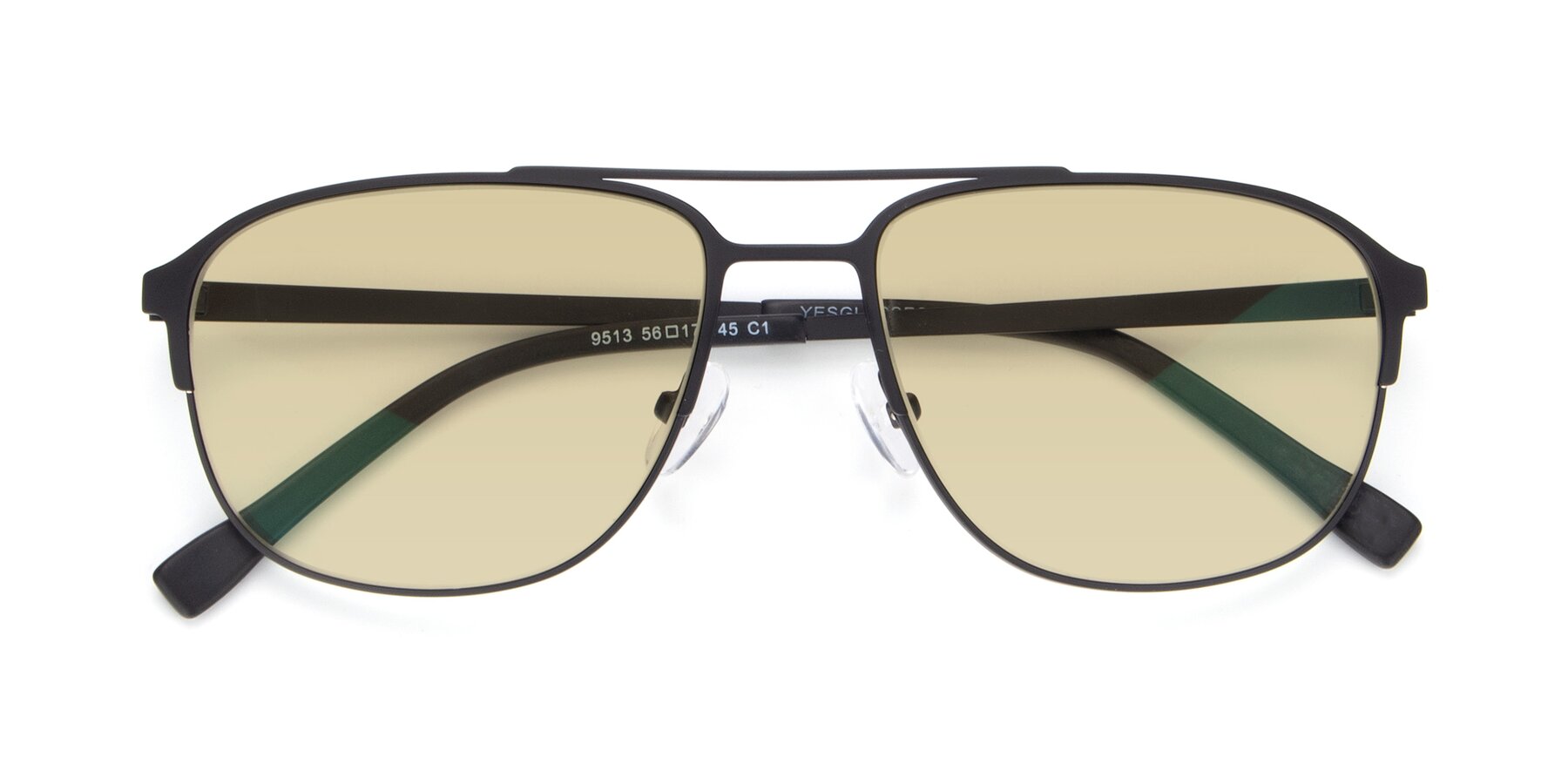 Folded Front of 9513 in Antique Black with Light Champagne Tinted Lenses