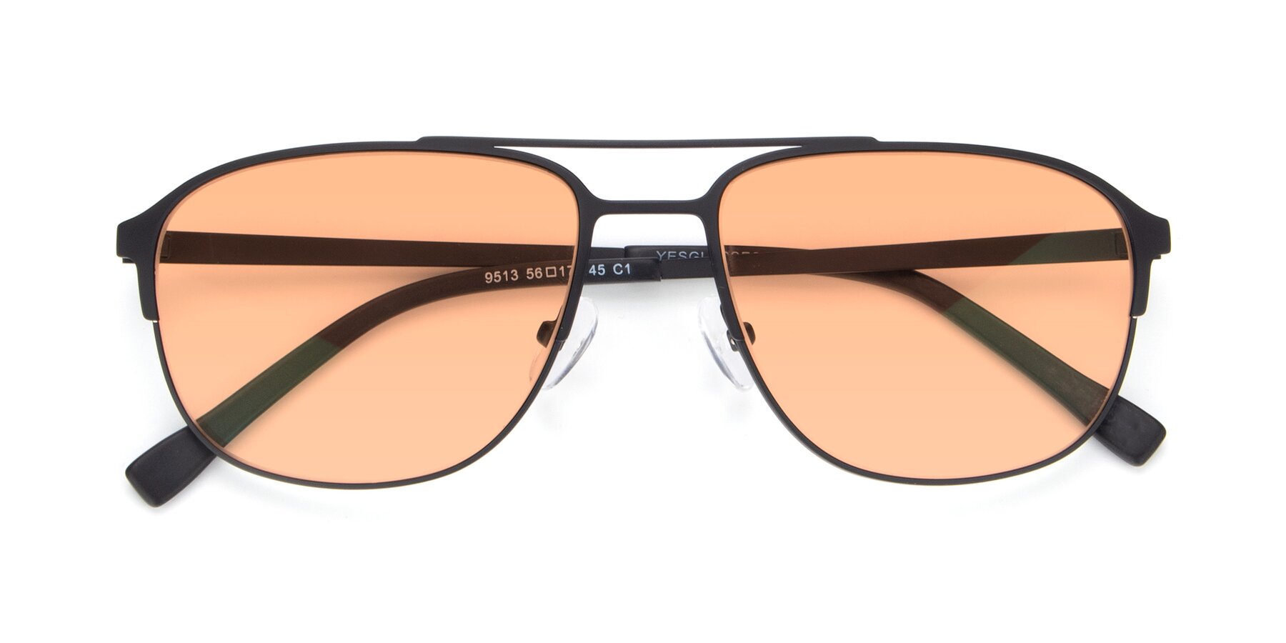 Folded Front of 9513 in Antique Black with Light Orange Tinted Lenses