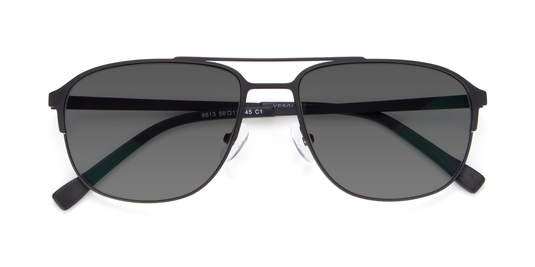 Folded Front of 9513 in Antique Black with Medium Gray Tinted Lenses