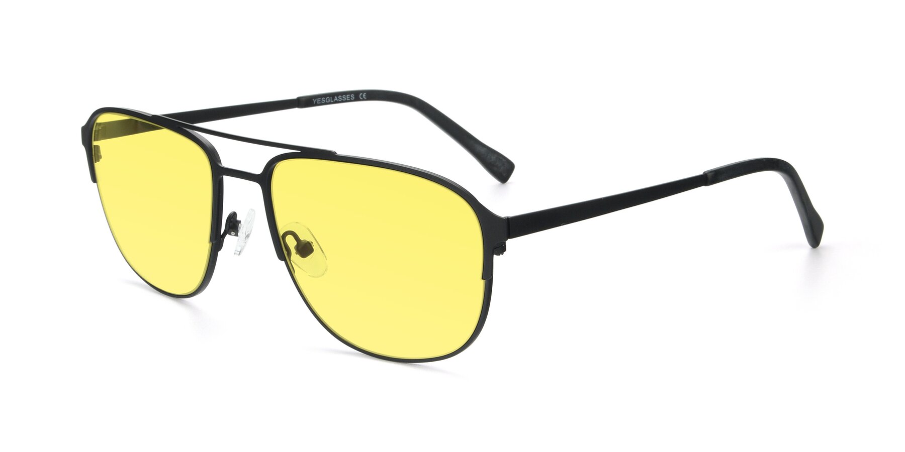 Angle of 9513 in Antique Black with Medium Yellow Tinted Lenses