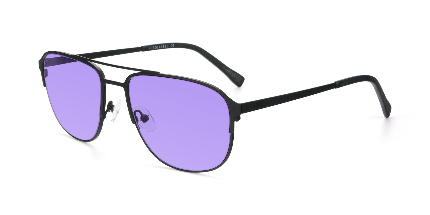 Angle of 9513 in Antique Black with Medium Purple Tinted Lenses
