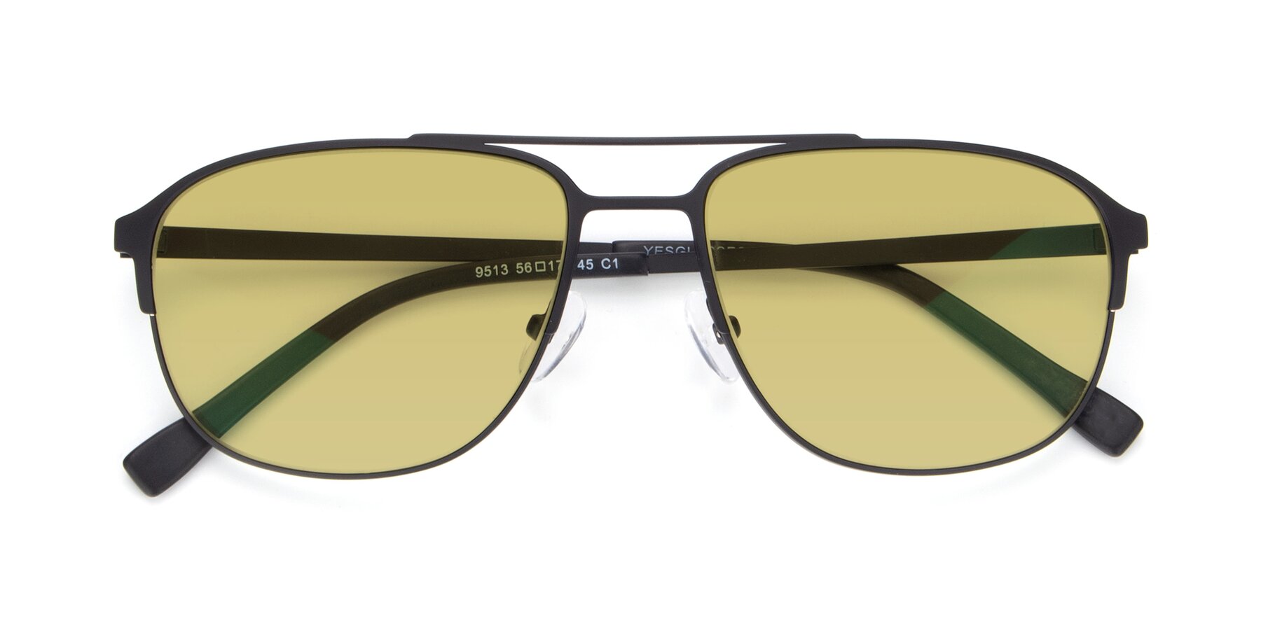 Folded Front of 9513 in Antique Black with Medium Champagne Tinted Lenses