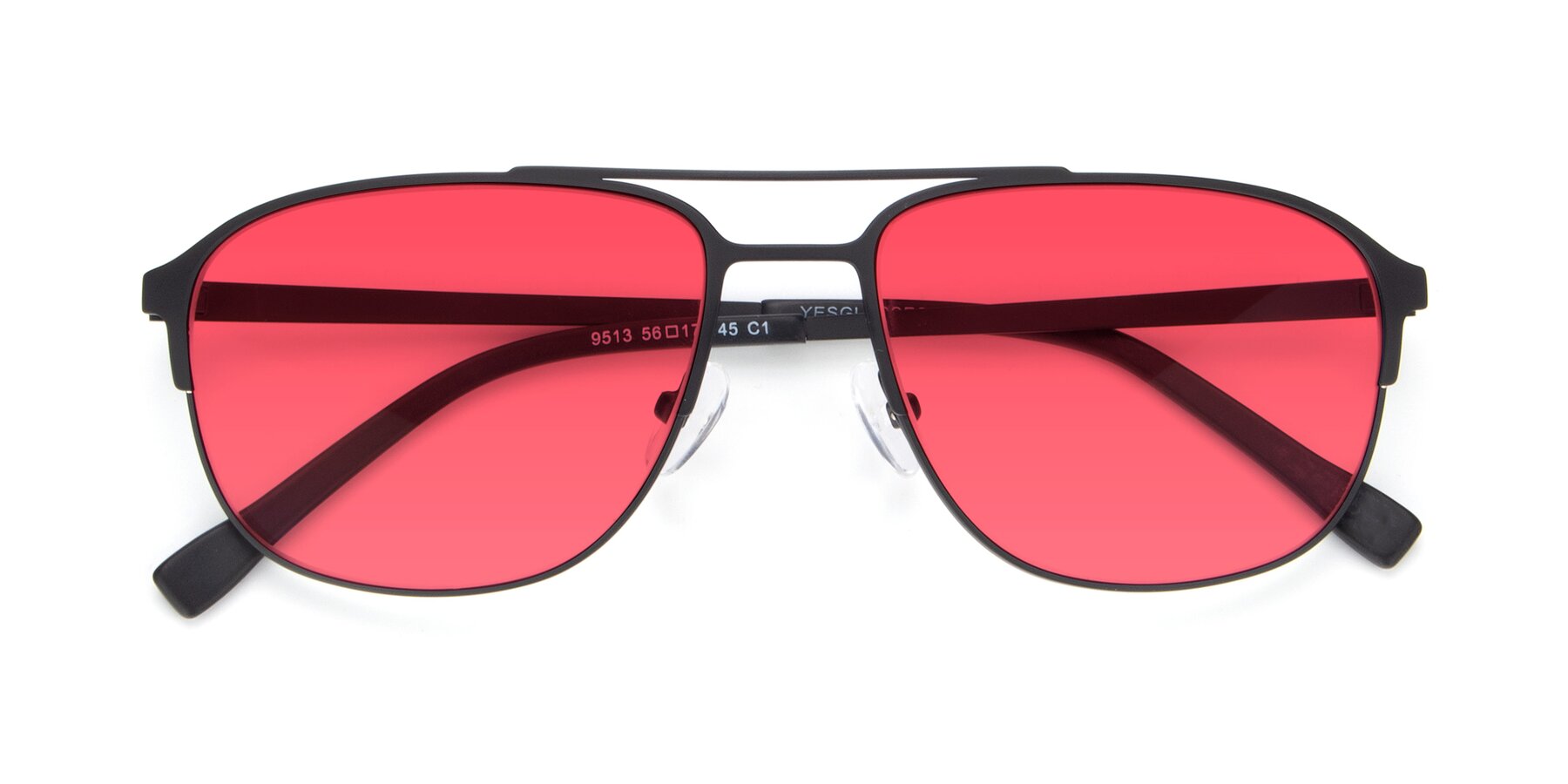 Folded Front of 9513 in Antique Black with Red Tinted Lenses