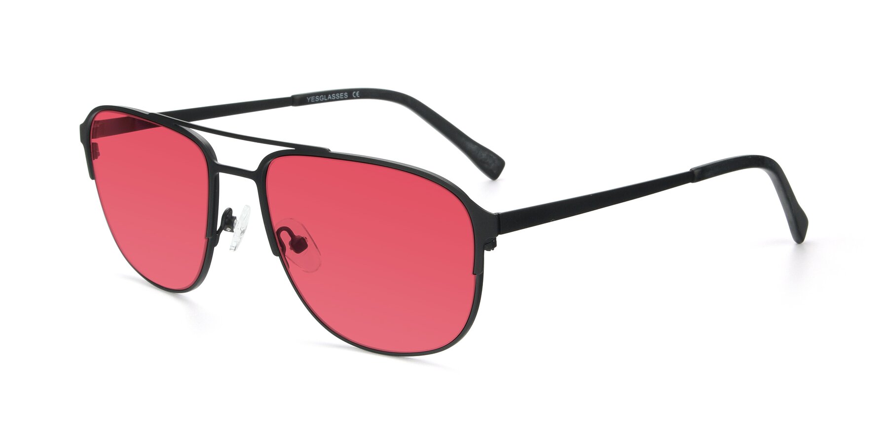 Angle of 9513 in Antique Black with Red Tinted Lenses