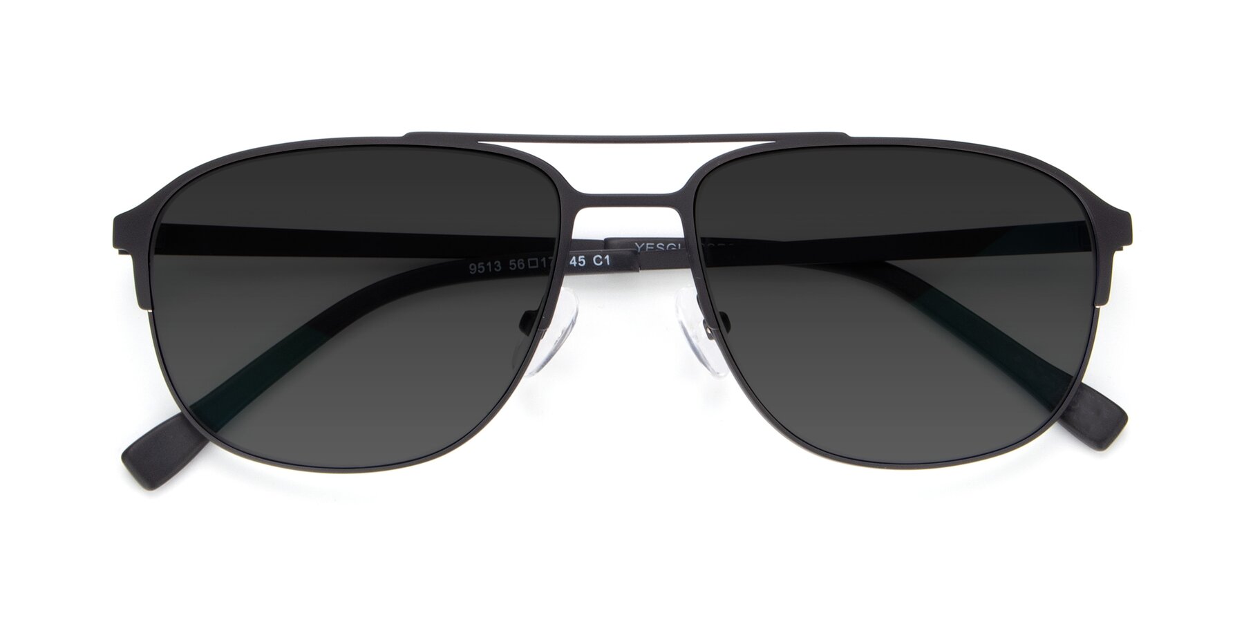Folded Front of 9513 in Antique Black with Gray Tinted Lenses