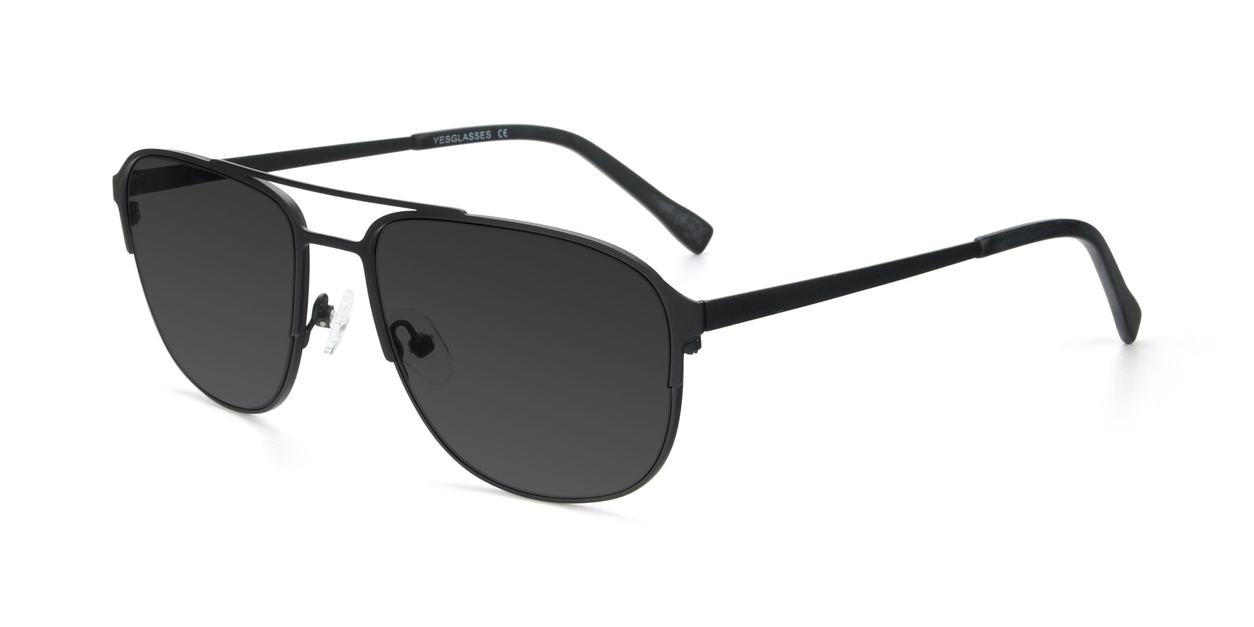 Angle of 9513 in Antique Black with Gray Tinted Lenses