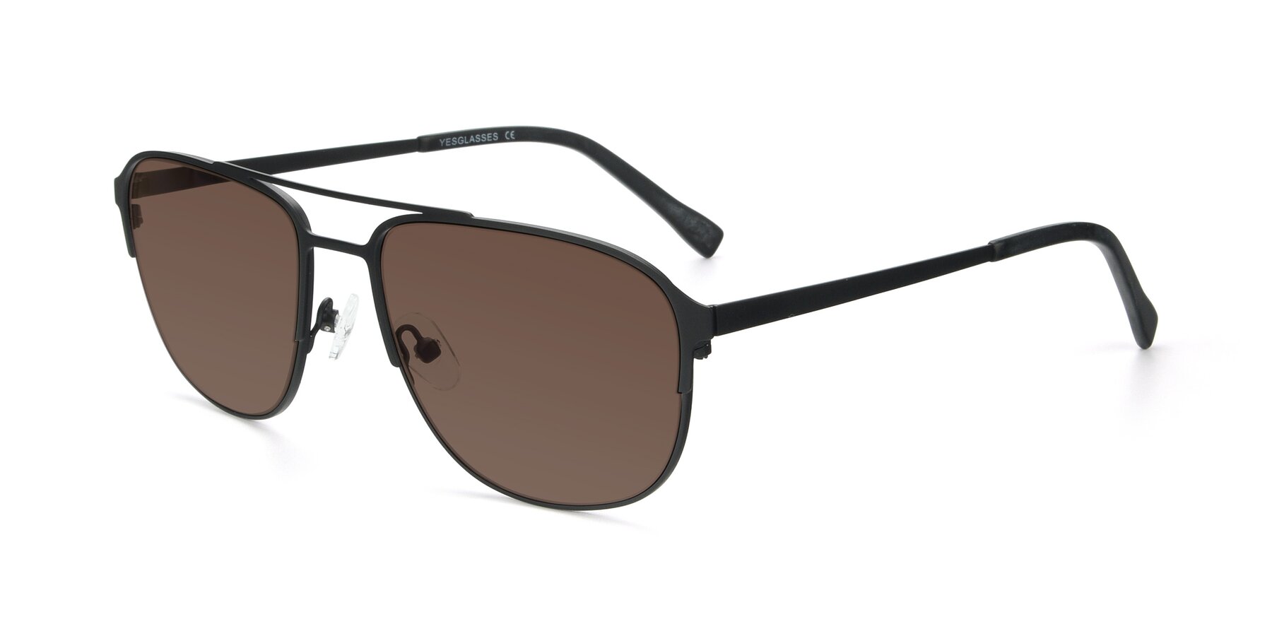 Angle of 9513 in Antique Black with Brown Tinted Lenses