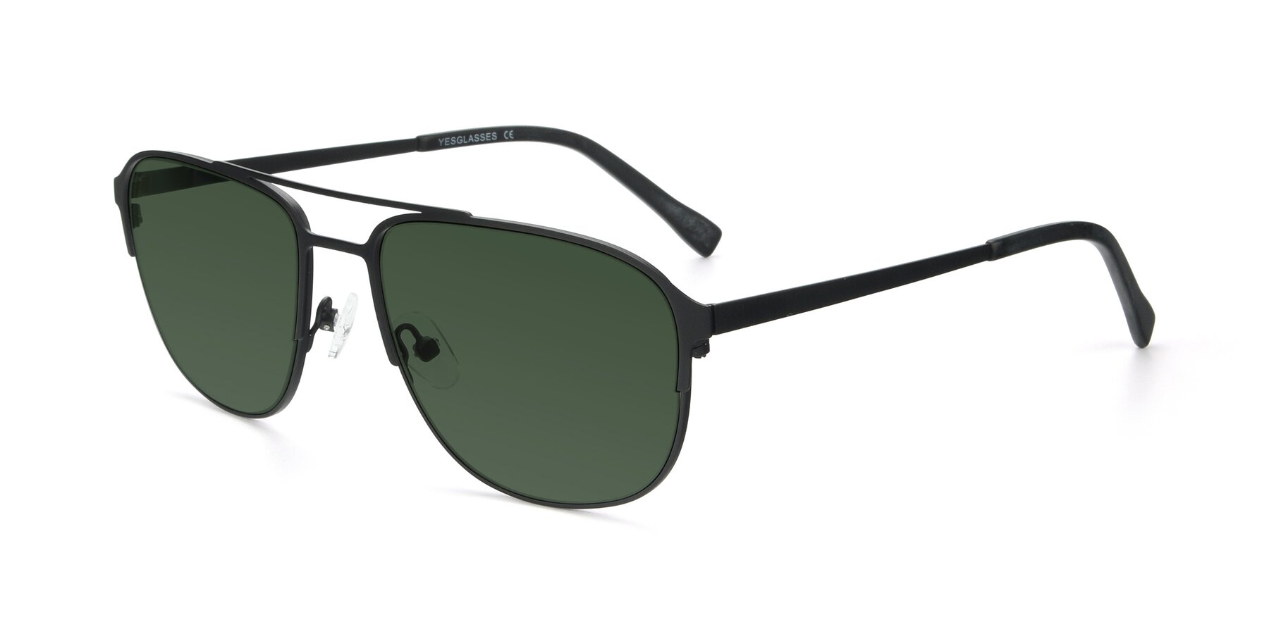 Angle of 9513 in Antique Black with Green Tinted Lenses