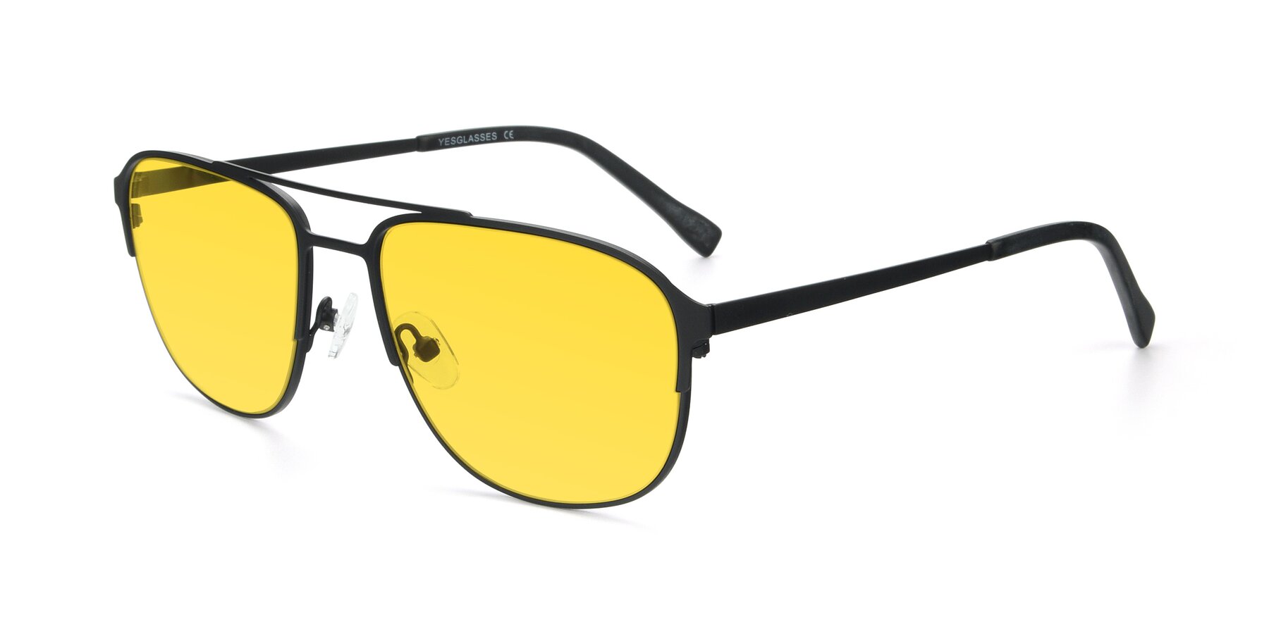 Angle of 9513 in Antique Black with Yellow Tinted Lenses