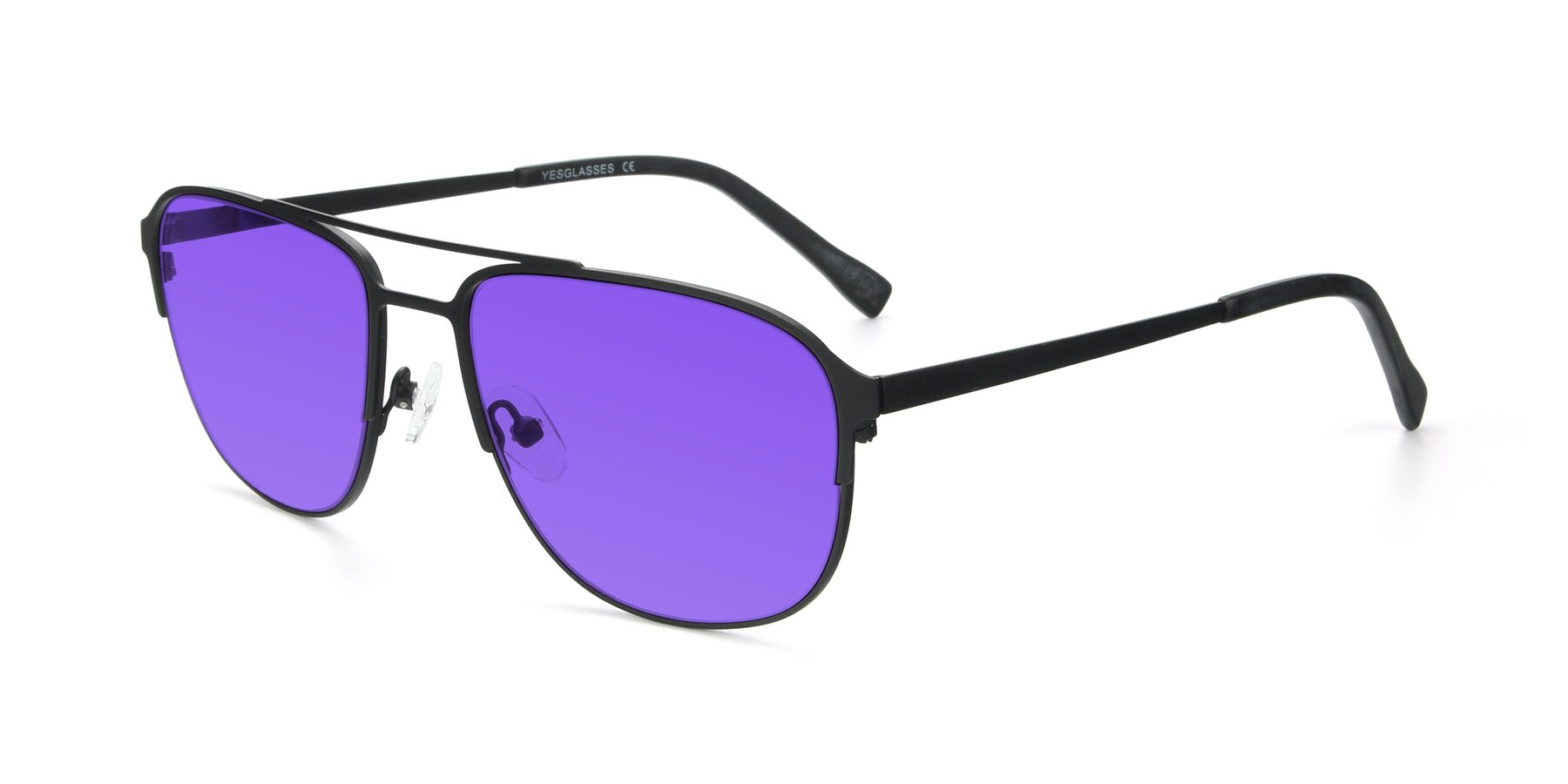 Angle of 9513 in Antique Black with Purple Tinted Lenses