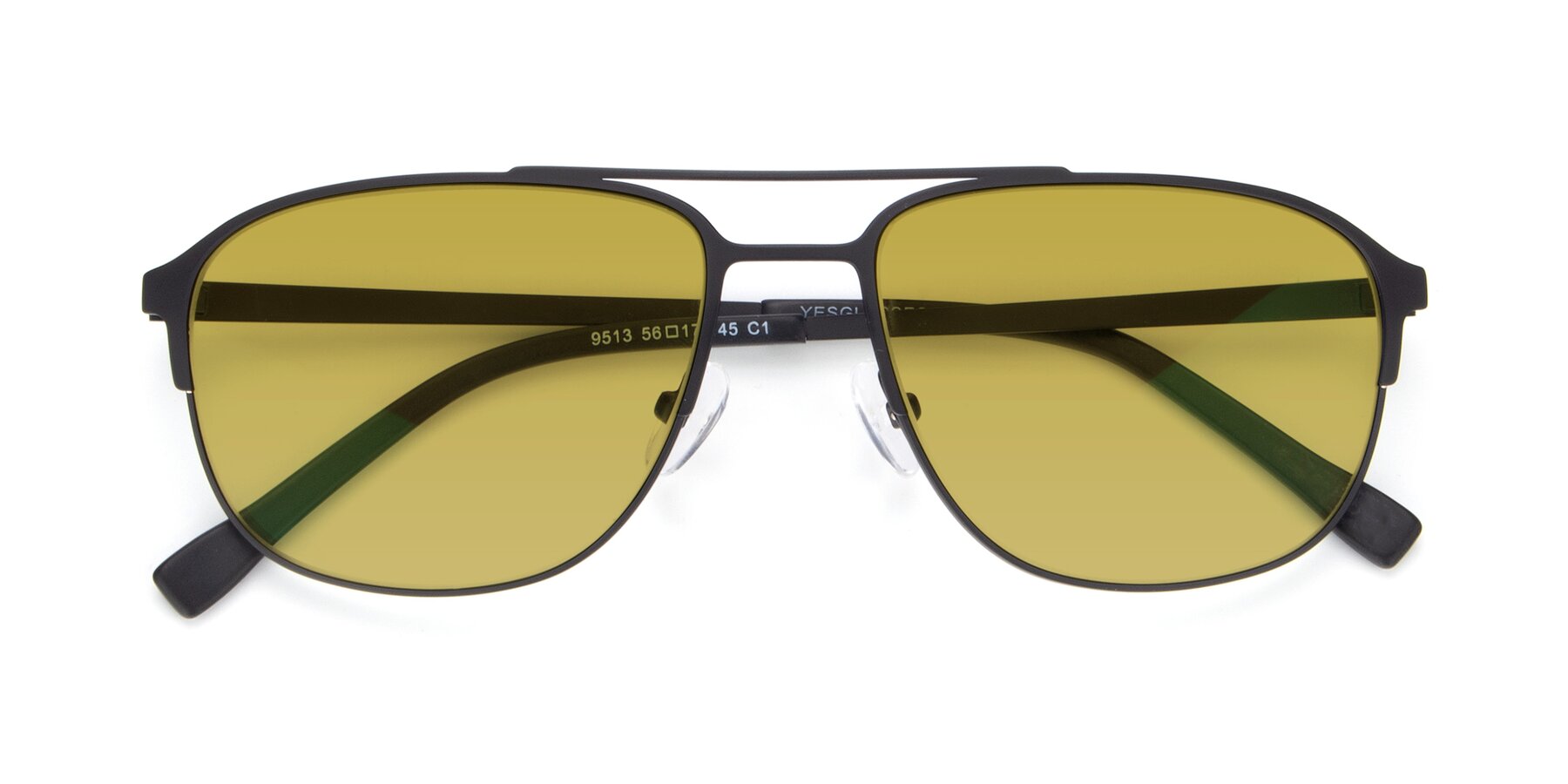 Folded Front of 9513 in Antique Black with Champagne Tinted Lenses
