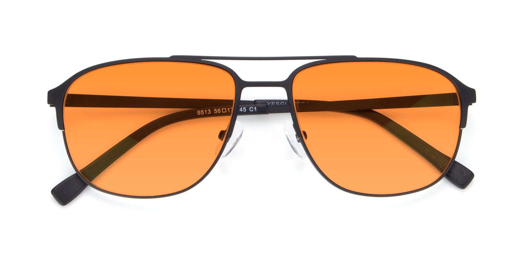 Folded Front of 9513 in Antique Black with Orange Tinted Lenses