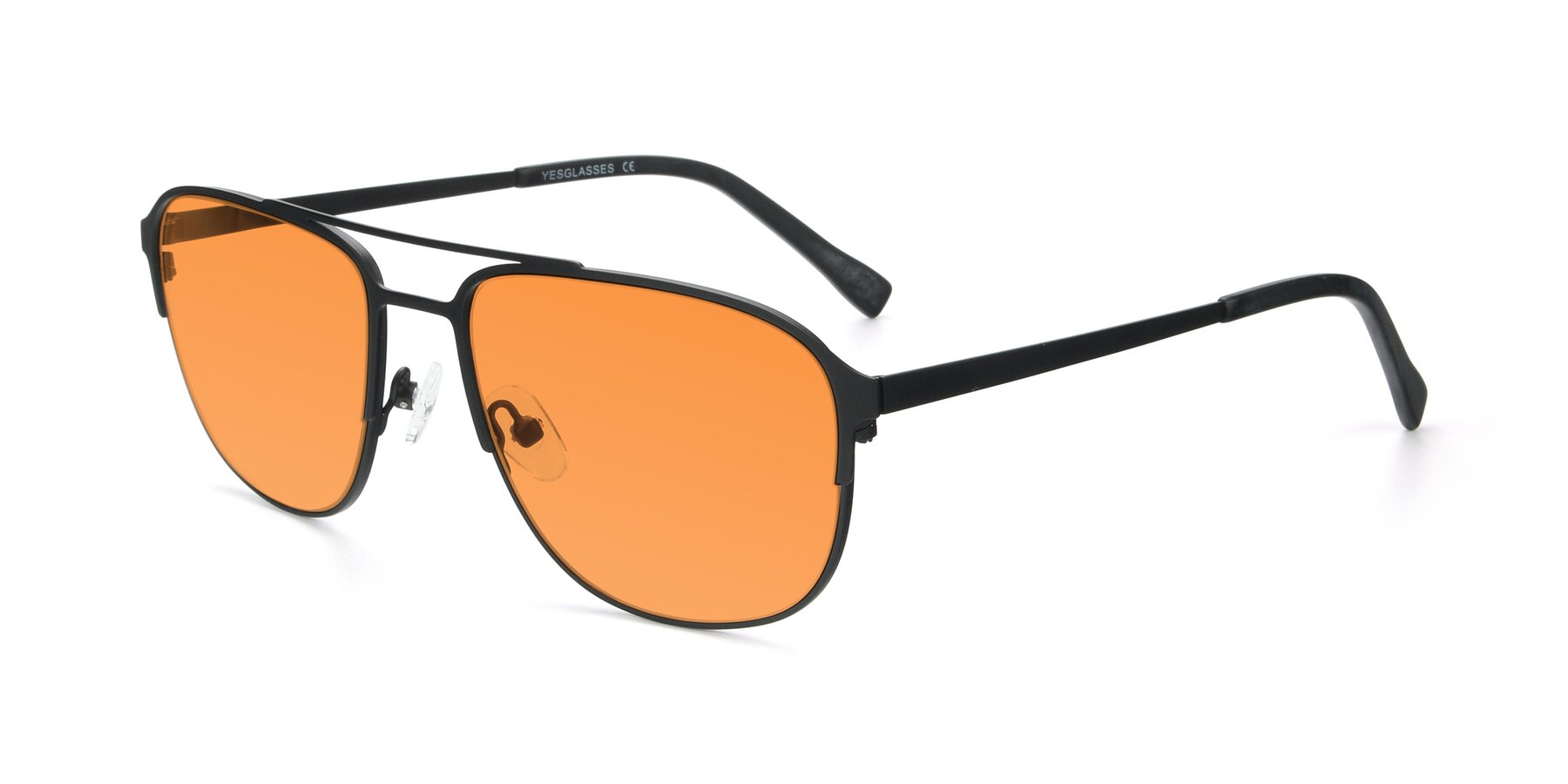 Angle of 9513 in Antique Black with Orange Tinted Lenses