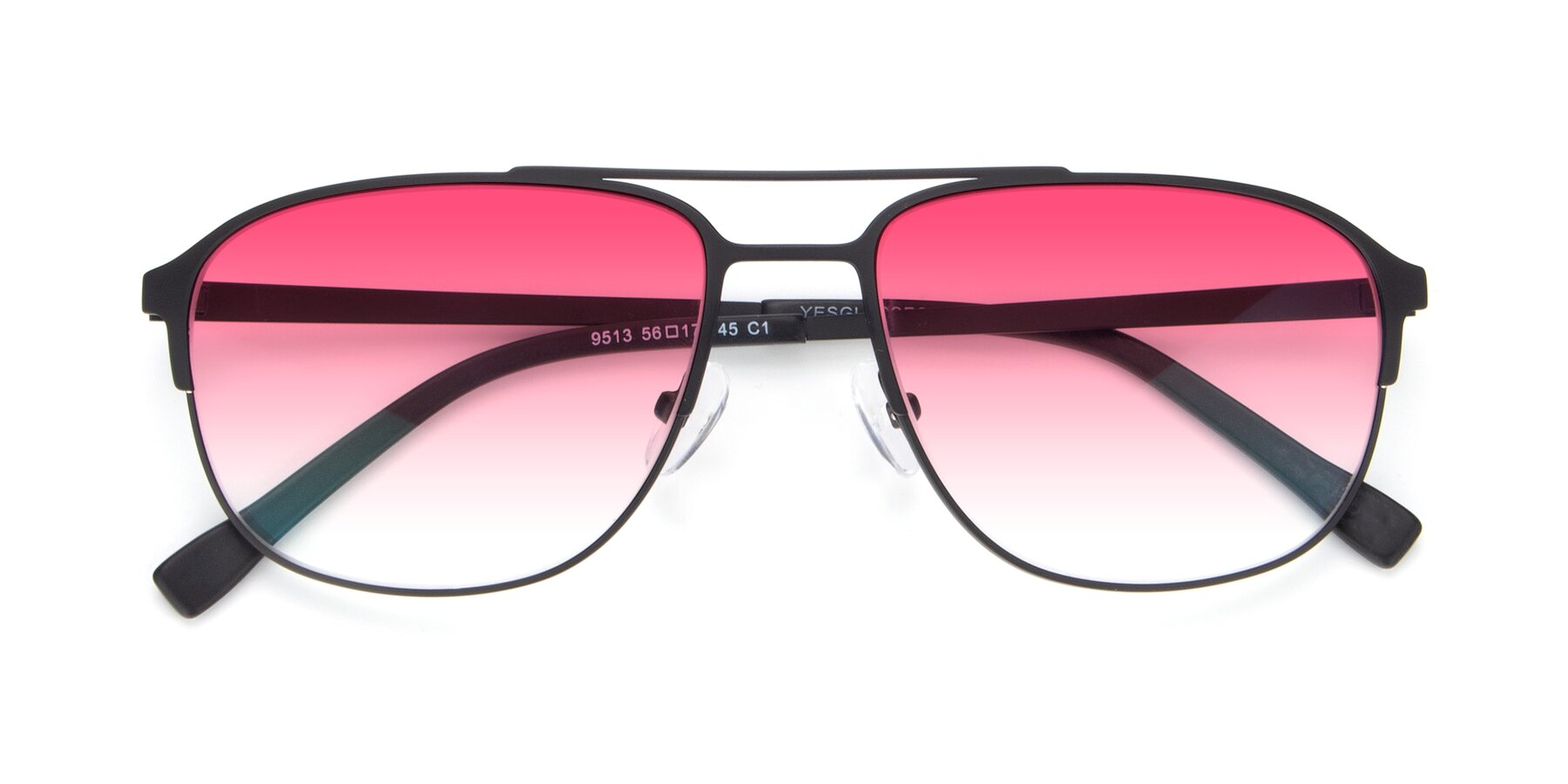 Folded Front of 9513 in Antique Black with Pink Gradient Lenses