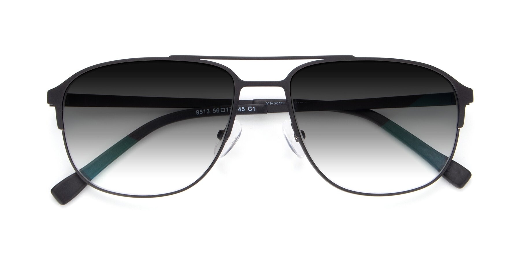 Folded Front of 9513 in Antique Black with Gray Gradient Lenses