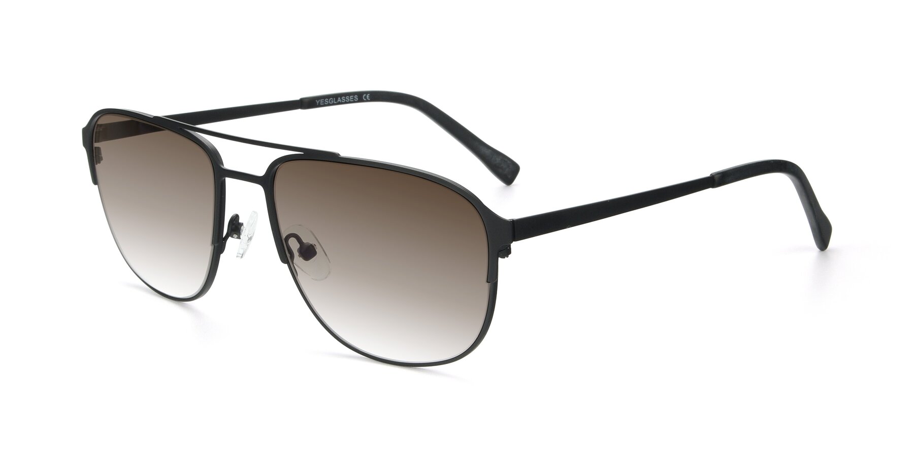 Angle of 9513 in Antique Black with Brown Gradient Lenses