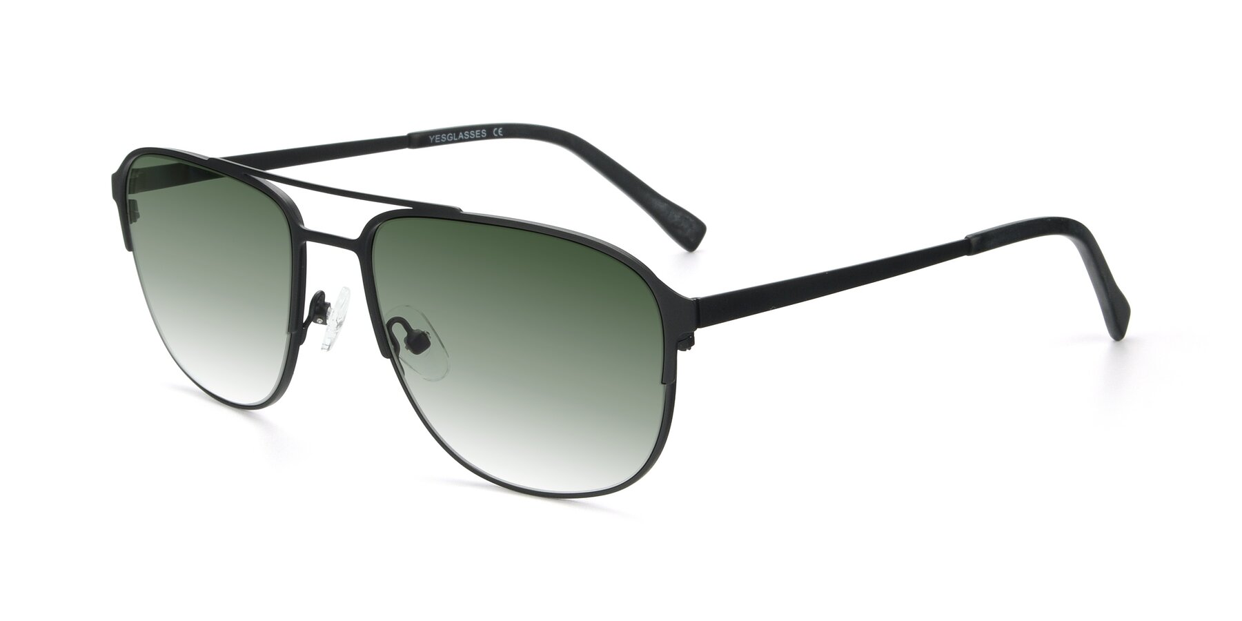 Angle of 9513 in Antique Black with Green Gradient Lenses
