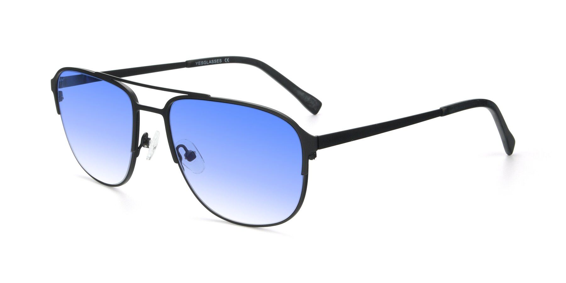 Angle of 9513 in Antique Black with Blue Gradient Lenses