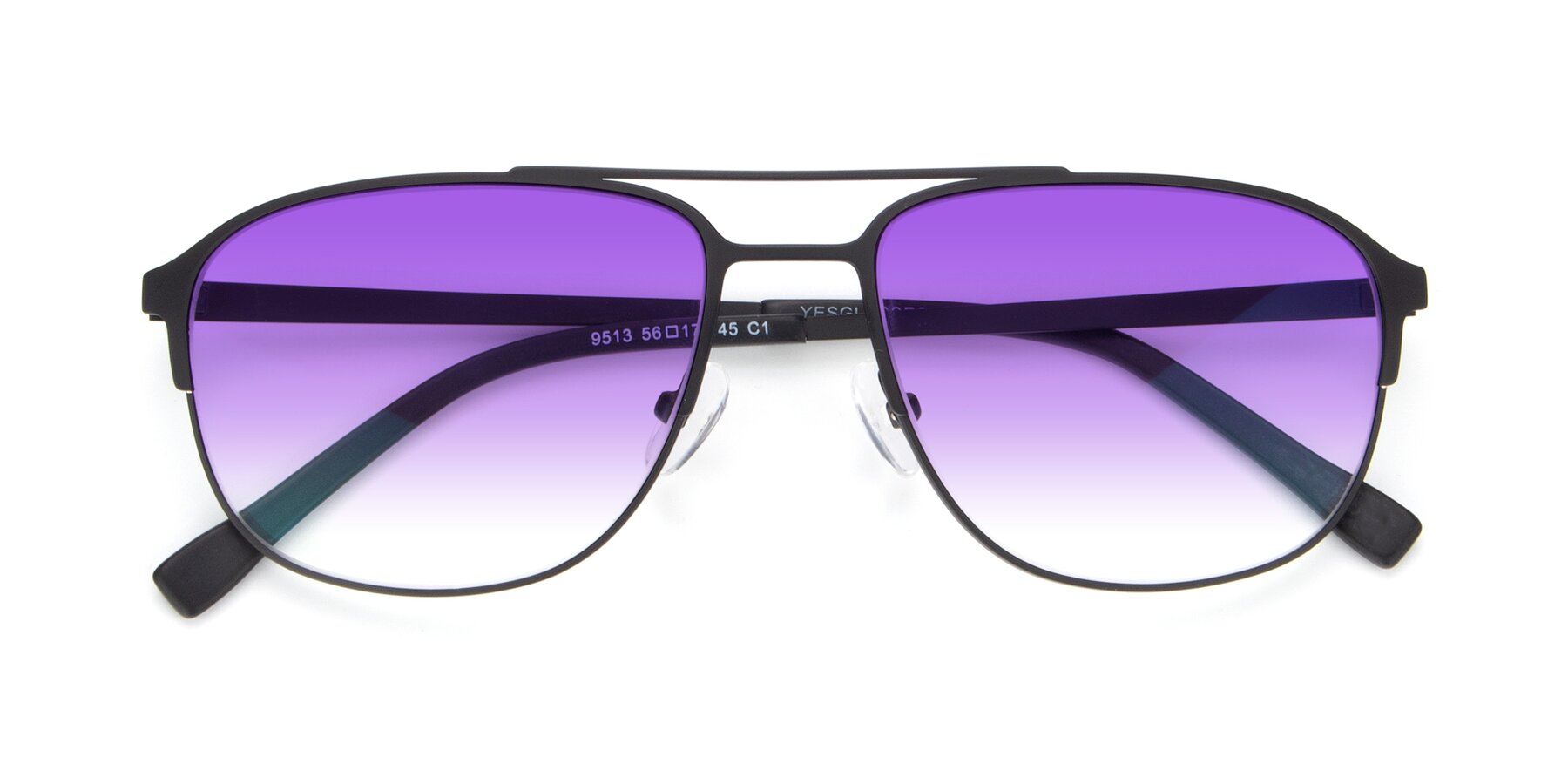 Folded Front of 9513 in Antique Black with Purple Gradient Lenses