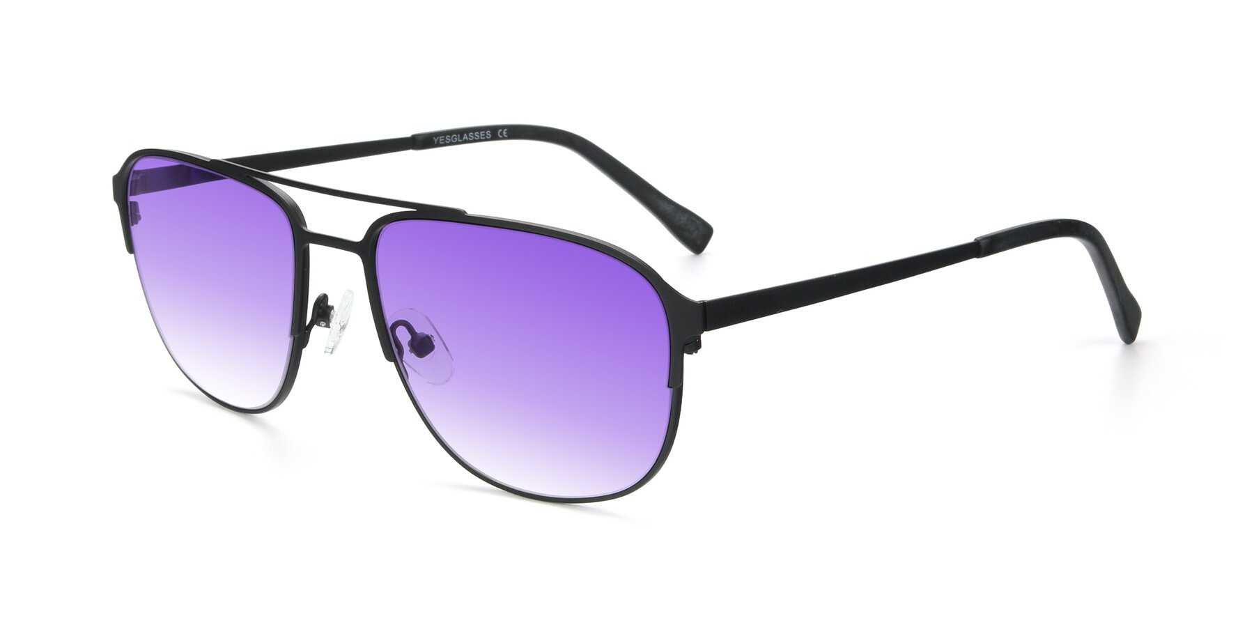 Angle of 9513 in Antique Black with Purple Gradient Lenses