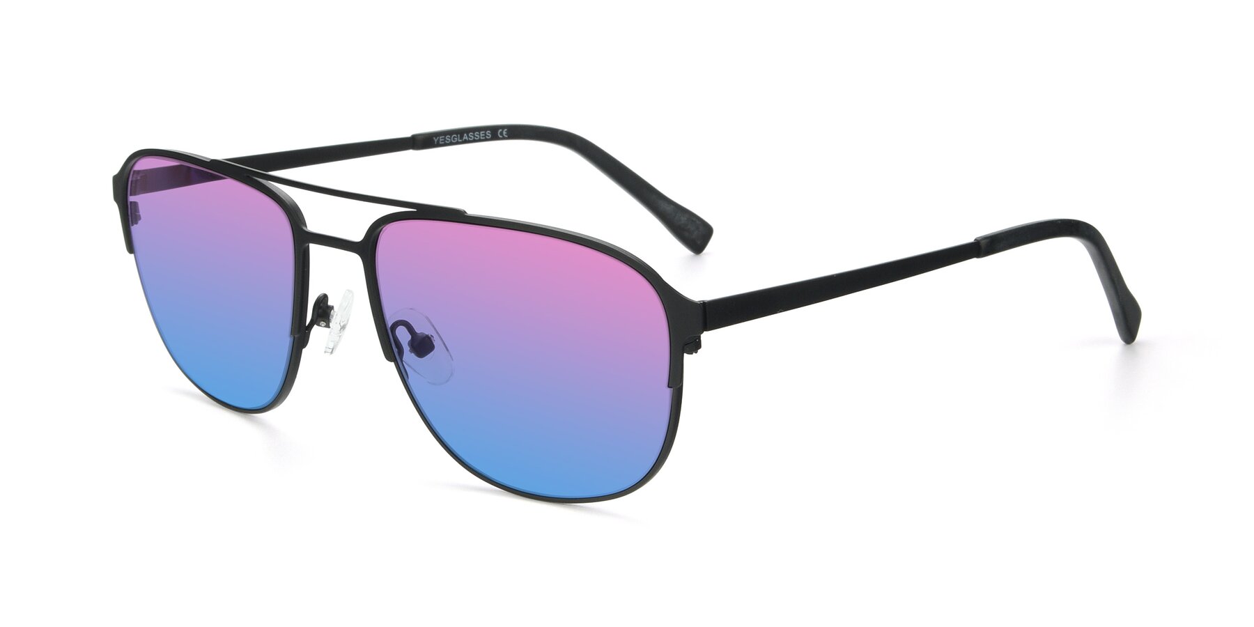 Angle of 9513 in Antique Black with Pink / Blue Gradient Lenses