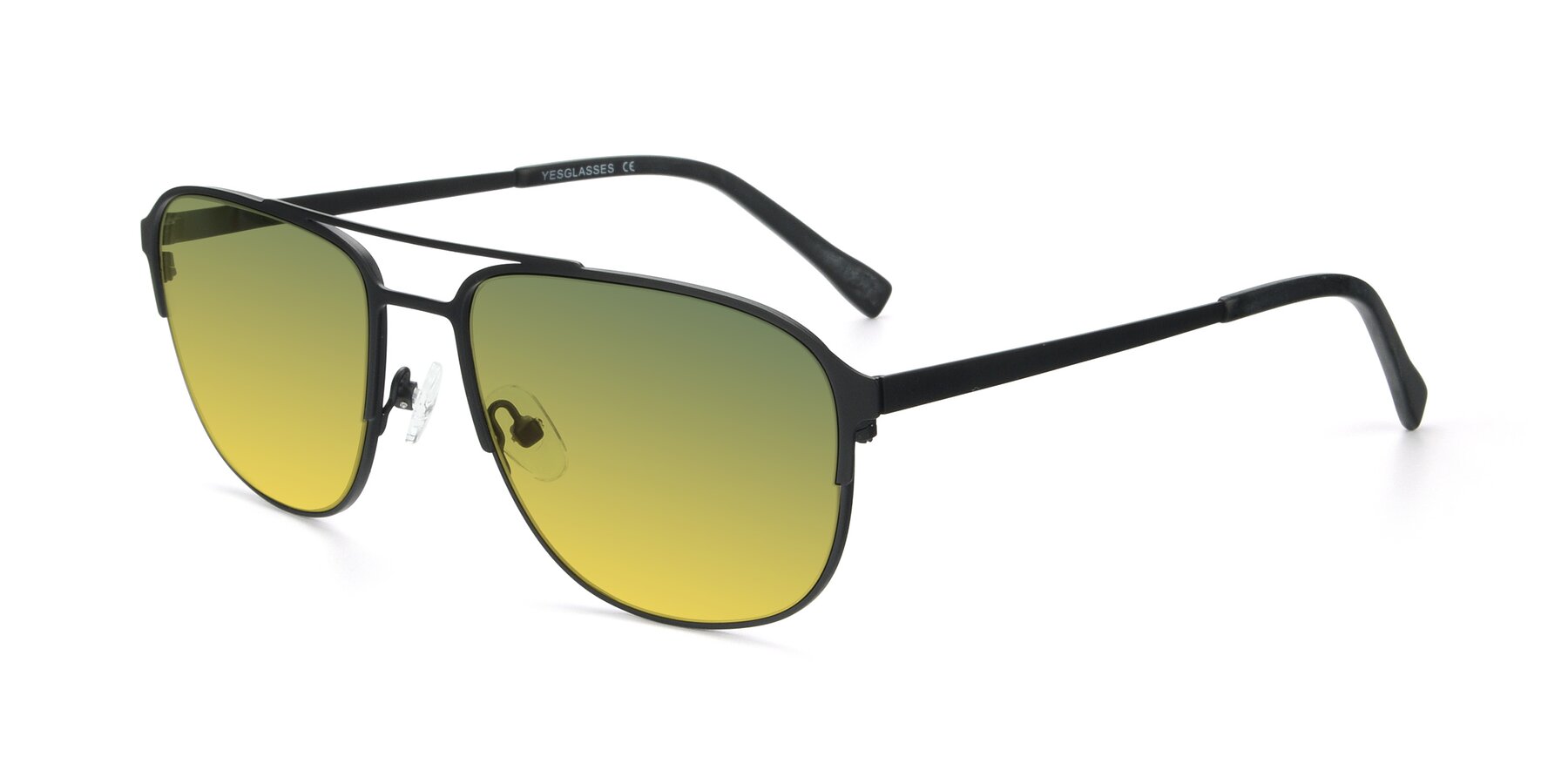 Angle of 9513 in Antique Black with Green / Yellow Gradient Lenses