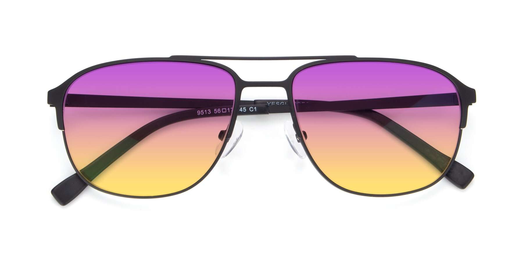 Folded Front of 9513 in Antique Black with Purple / Yellow Gradient Lenses