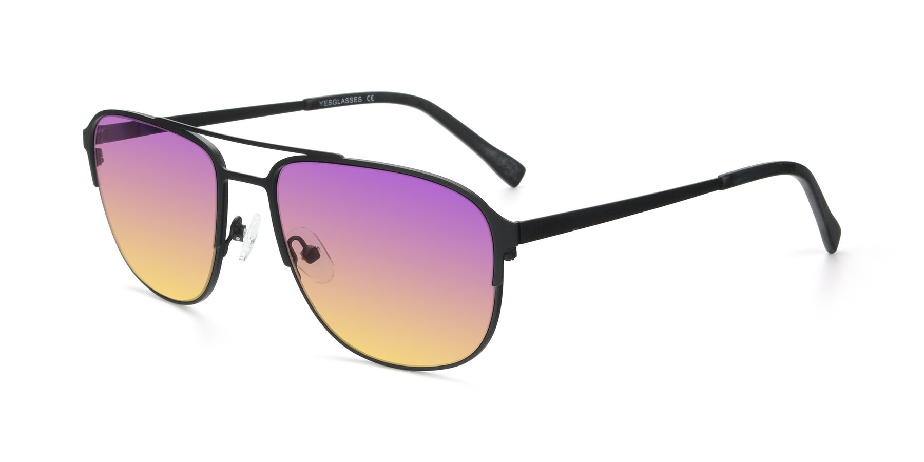 Angle of 9513 in Antique Black with Purple / Yellow Gradient Lenses