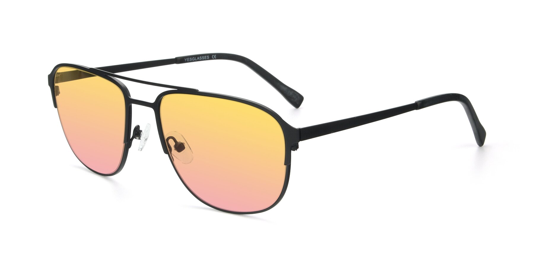Angle of 9513 in Antique Black with Yellow / Pink Gradient Lenses