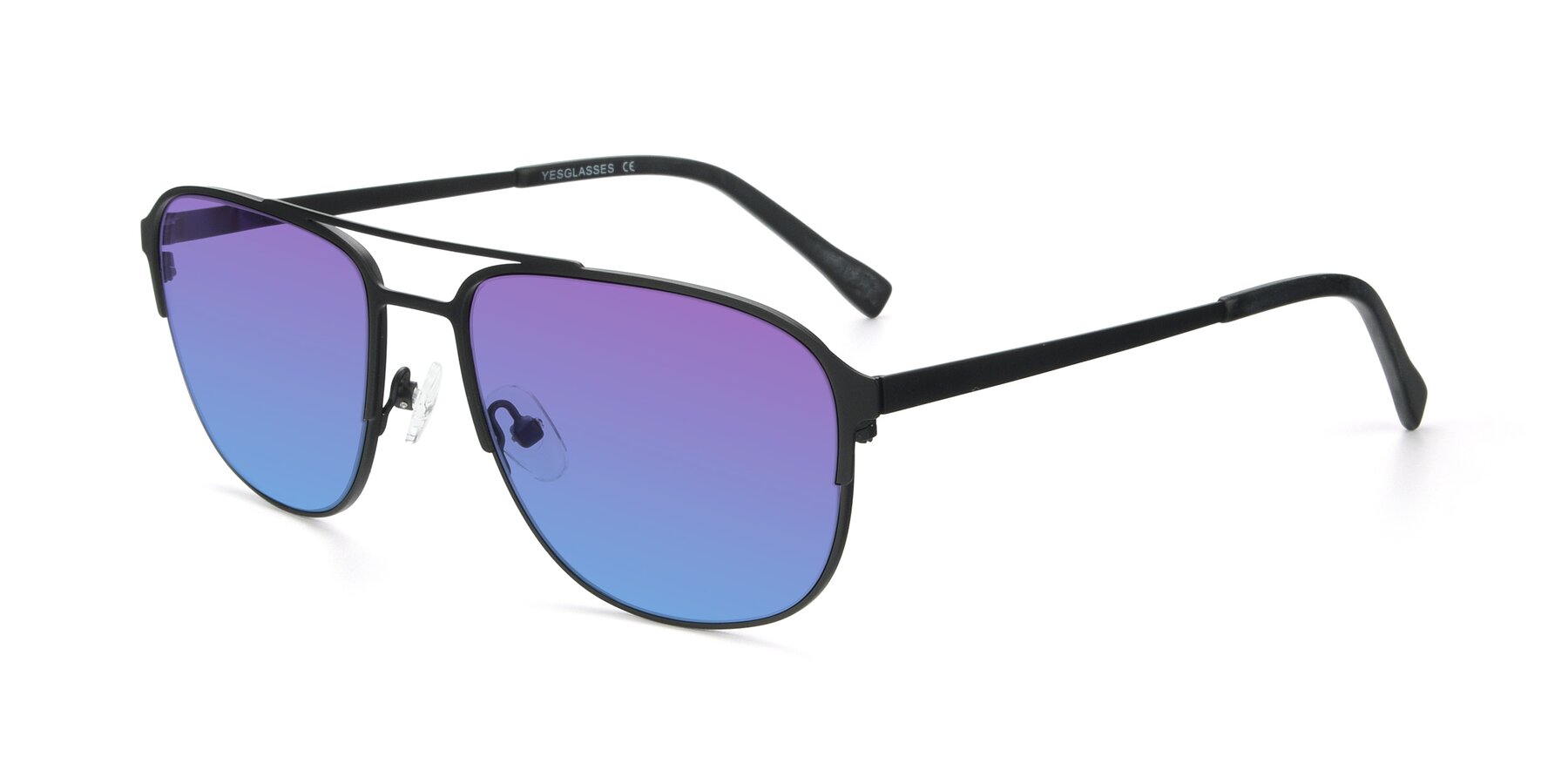 Angle of 9513 in Antique Black with Purple / Blue Gradient Lenses