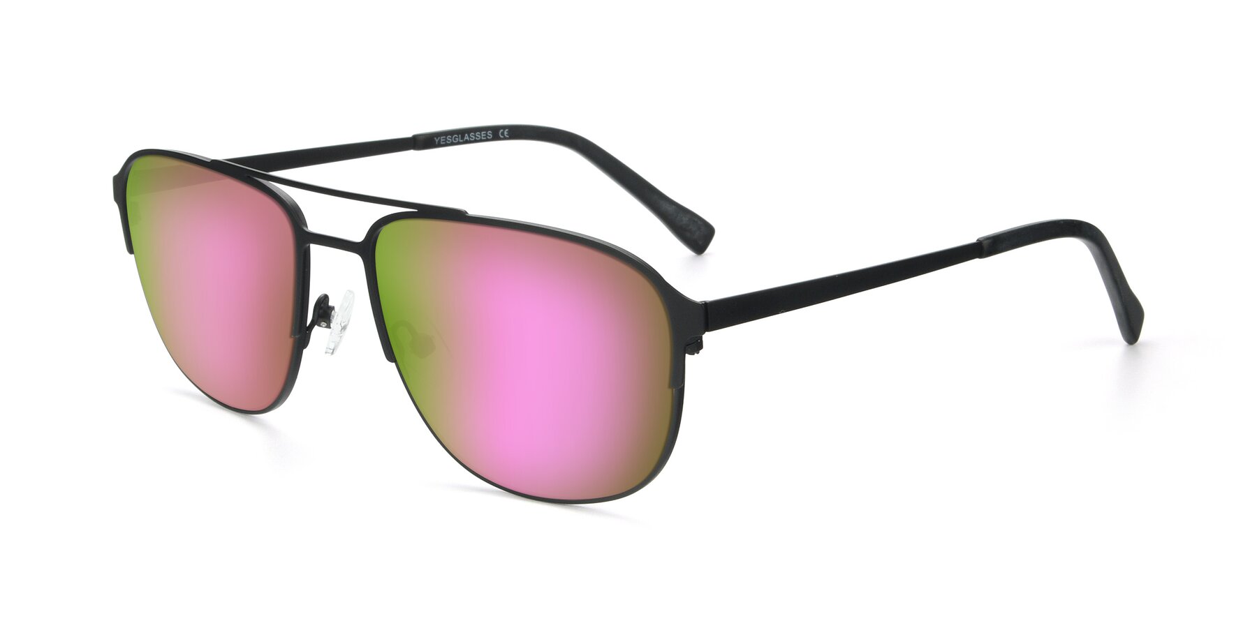 Angle of 9513 in Antique Black with Pink Mirrored Lenses